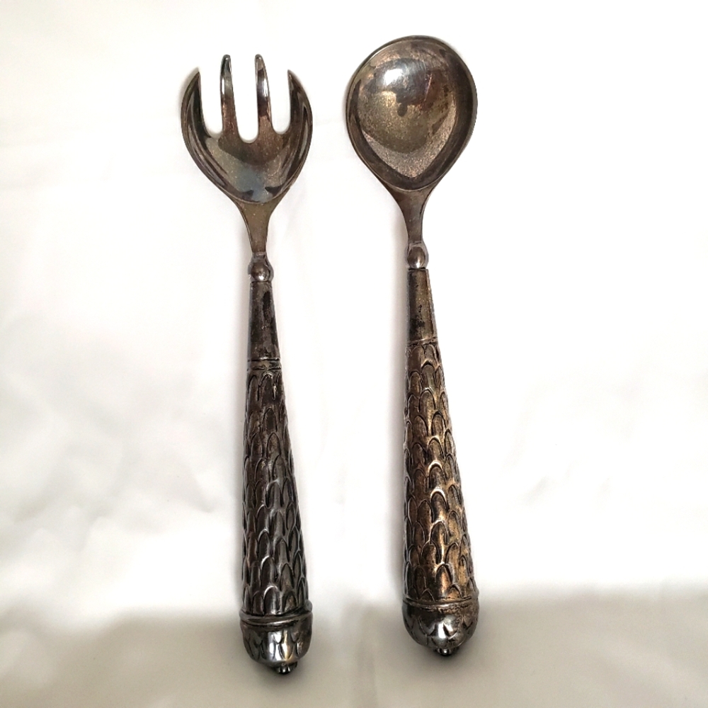 Vintage decorative ornate plated silver  fork and spoon